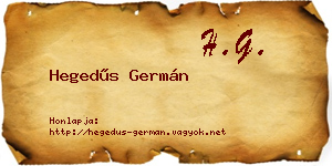 Hegedűs Germán névjegykártya